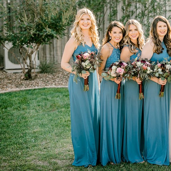 David's Bridal Steel Blue Size 2 Formal Dress - Picture 13 of 15